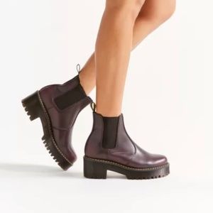 Dr. Martens Burgundy Vintage Rometty Leather Platform Chelsea Boots US 8